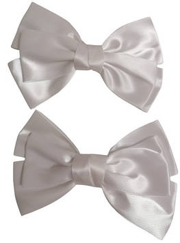 Білий атласний бантик  на заколці-зажимі