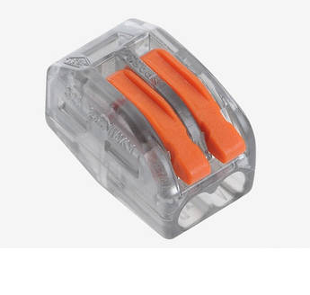 Клема з нажимними зажимами 2-дротова WAGO K222-412T для розподільчих коробок, 2-pin, прозоро-помаранчева