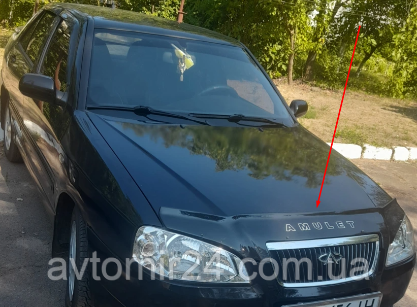 Дефлектор капота CHERY Amulet 2003-2011 Мухобійка Чері Амулет, фото 1