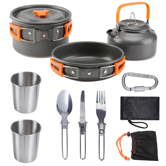 Набір посуду для пікніка та туризму Cooking Set DS-308 (9 предметів)/Посуд для подорожей, фото 1