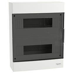 Щиток 12 модулів (2 ряди по 12 модулів) накладний з димчастими дверцятами, Schneider Electric серія Easy9 EU, EZ9EUC212