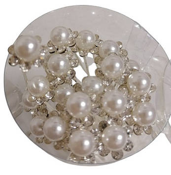 Шпилька-квітка з перлиною для волосся (продаж мінімально 10 шт.)