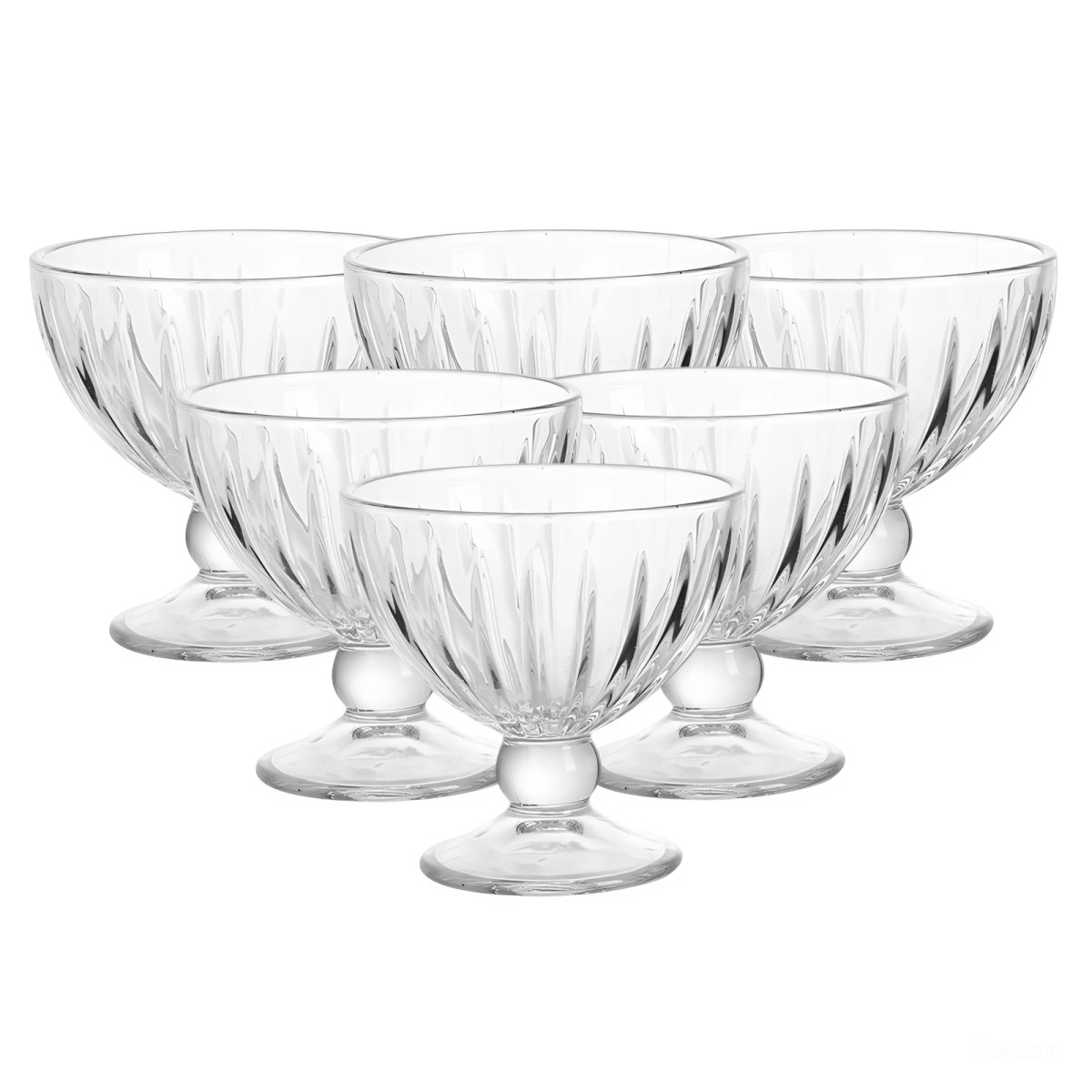 Креманка на ніжці скляна 250 мл прозора для десертів, морозива, желе набір 6 шт Lugi, фото 1