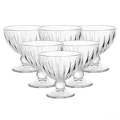 Креманка на ніжці скляна 250 мл прозора для десертів, морозива, желе набір 6 шт Lugi