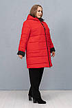Куртка двостороння стьобана матова полупальто осінь - весна 56-64 розміри червоний/чорний, фото 2