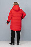 Куртка двостороння стьобана матова полупальто осінь - весна 56-64 розміри червоний/чорний, фото 3