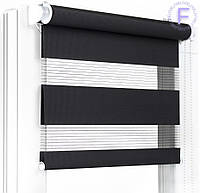 Роллеты на окна День-ночь Жалюзи Роллеты Тканевые Рулонная штора Ролокассеты День ночь 208 Черный