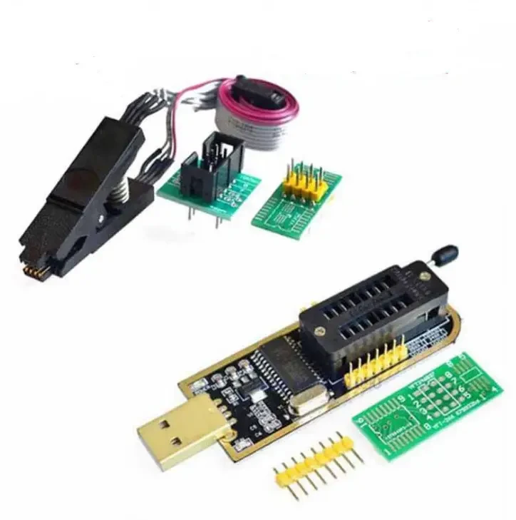 Програматор CH341A 24 25 FLASH EEPROM з кліпсою/прищіпкою двома адаптерами SOP8 SOIC8