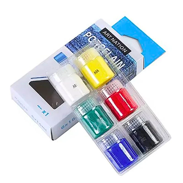 Фарба для розпису кераміки та порцеляни на водній основі «Art Nation» набір 6 кольорів по 15 мл +1 пензлик