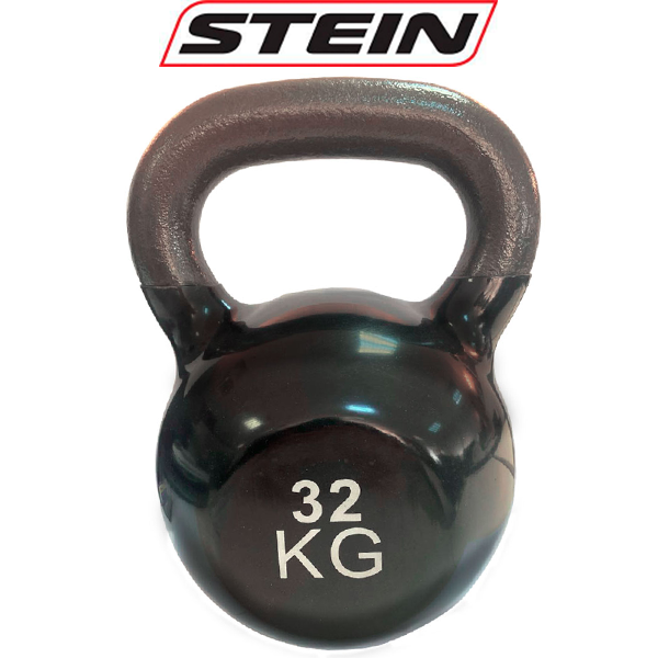 Вінілова гиря спортивна гиря для фітнесу з вініловим покриттям Stein 32 кг чорна