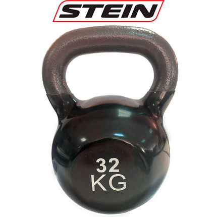 Вінілова гиря спортивна гиря для фітнесу з вініловим покриттям Stein 32 кг чорна, фото 1