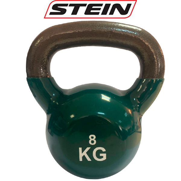 Вінілова гиря спортивна гиря для фітнесу з вініловим покриттям Stein 8 кг зелена