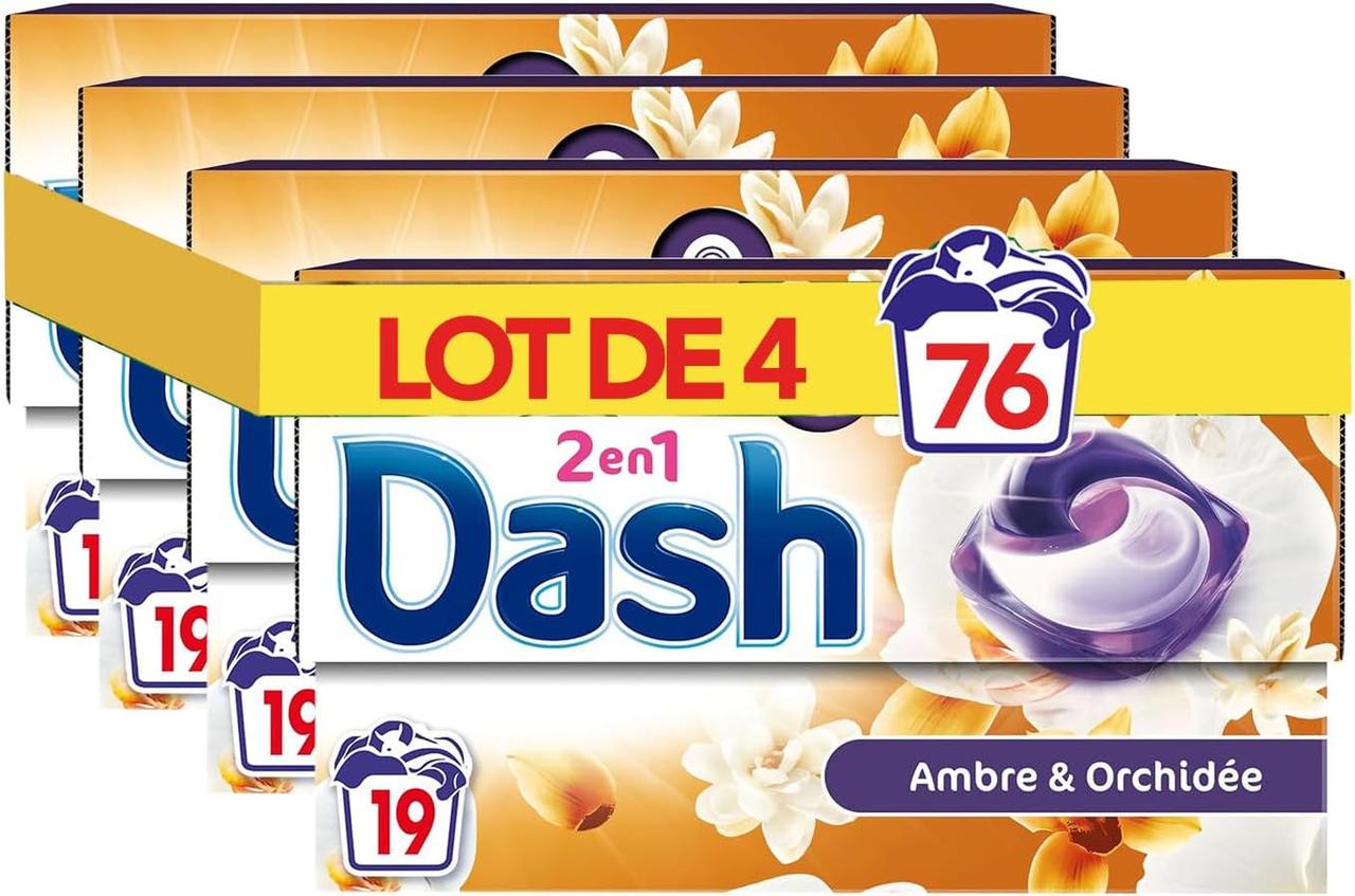 Капсули для прання кольорової білизни Dash Орхідея Ambra 3 в 1 76 шт, фото 1
