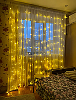 Гірлянда штора 3х3 від usb, Гірлянда крапля роси штора, Гірлянда від usb від powerbank, Гірлянди на вікна