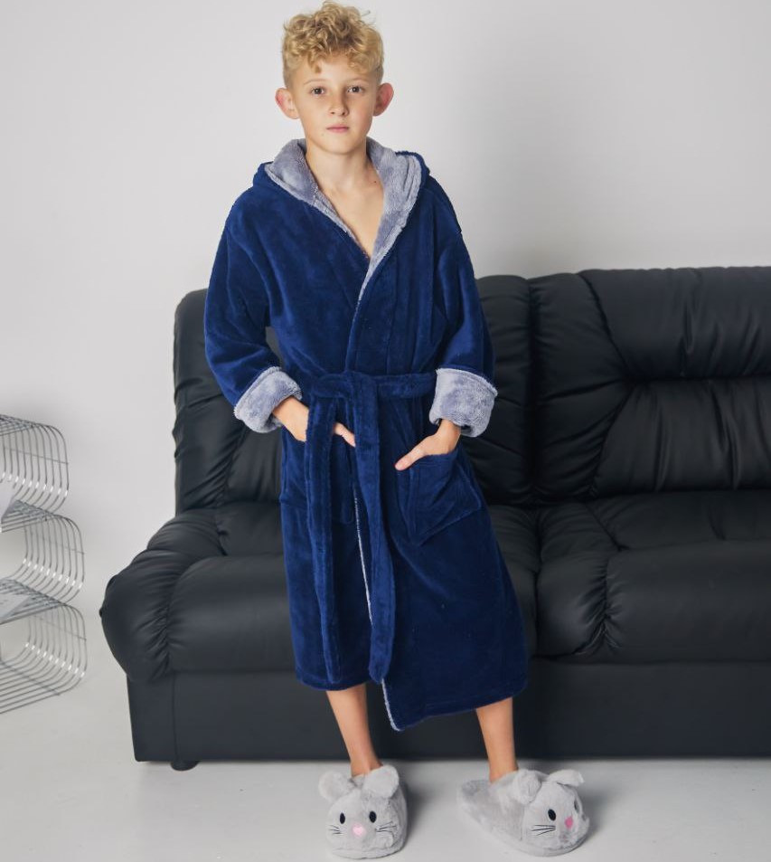 Халат дитячий для хлопчика з капюшоном, фото 1