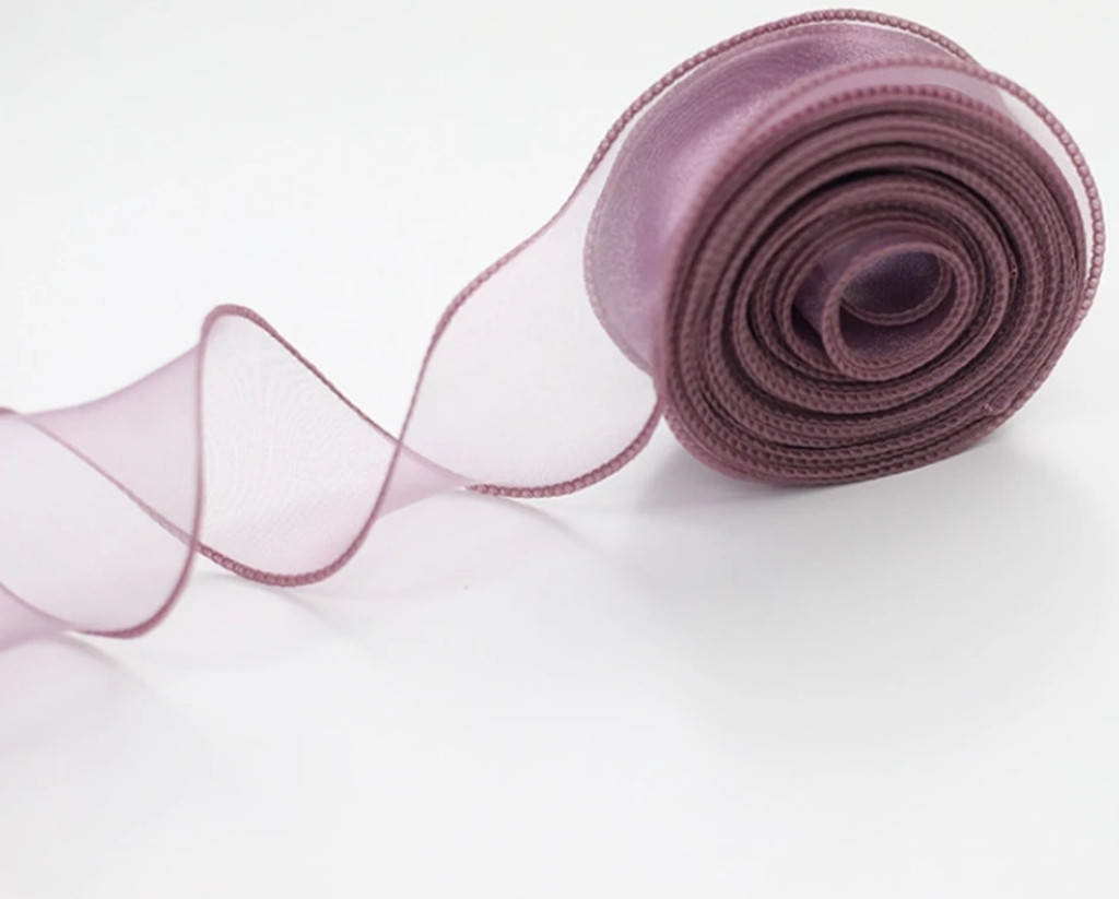 Органза з кантом завширшки 4 см №91 темно-пудровий, фото 1