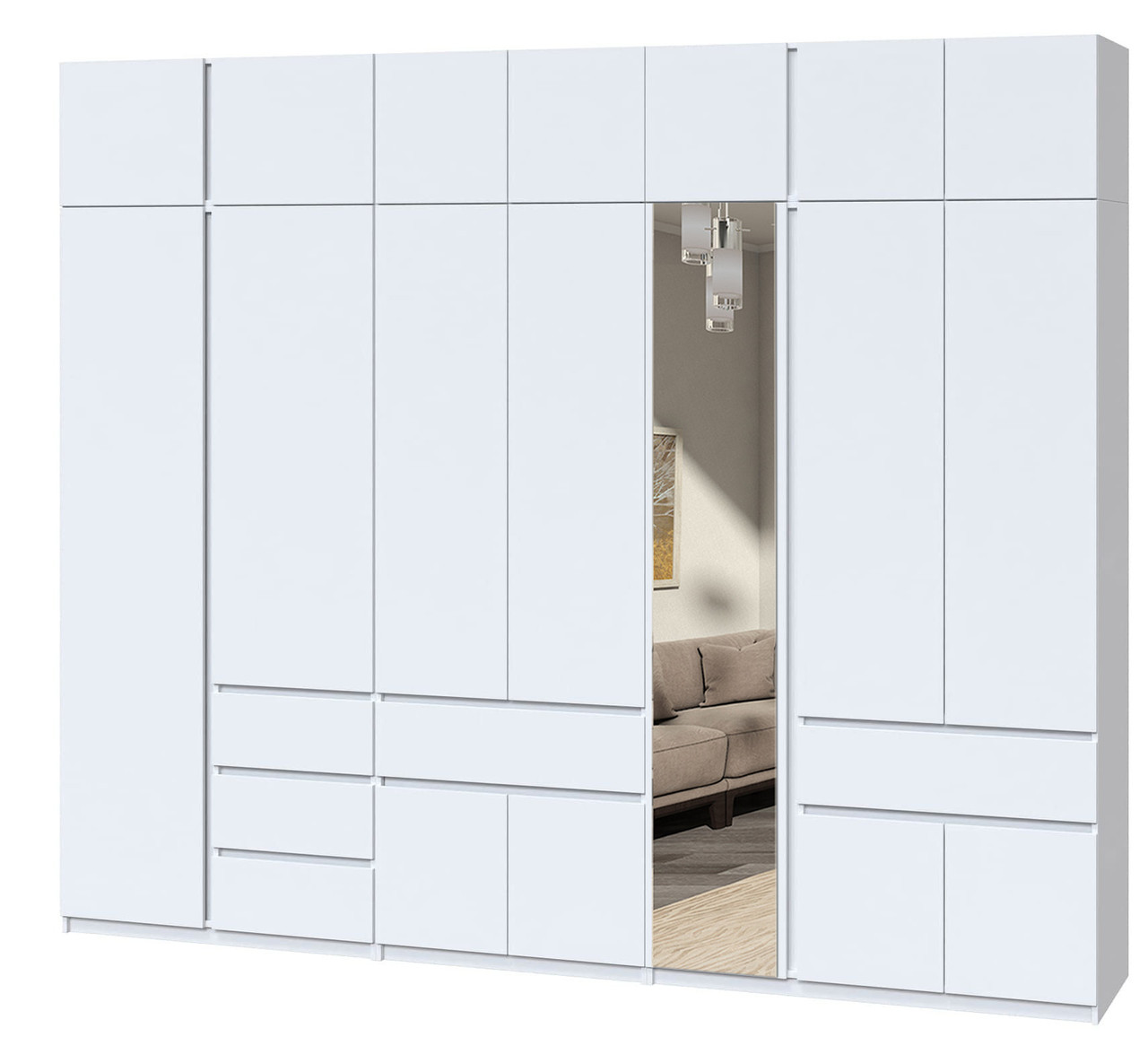 Велика шафа гардероб на 3 метри з антресоллю + дзеркало (302,1 см х 52 см х 240 см) | Майстер Форм Брайт, фото 1