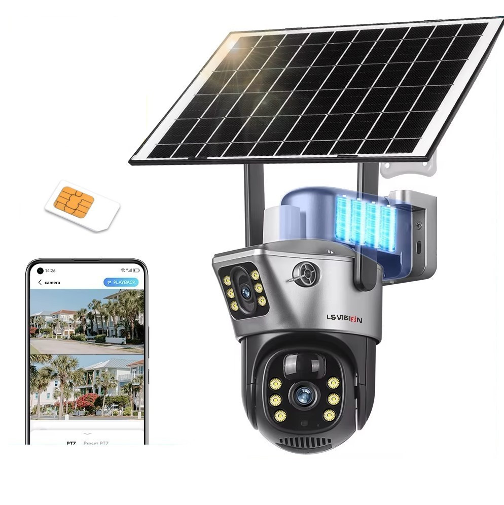 Камера зовнішня поворотна LS VISION LS-CS3 4G 8Mp dual screen із сонячною панеллю. V380Pro, фото 1
