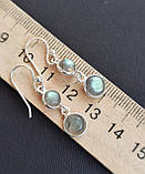 Сережки з натуральним лабрадором коло. Кульчики мініатюрні лабрадор в сріблі. Індія., фото 6