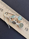 Сережки з натуральним лабрадором коло. Кульчики мініатюрні лабрадор в сріблі. Індія., фото 7