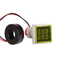 TU  TU Светодиодный цифровой вольтметр-амперметр переменного тока ST17VA, 60-500V, 0-100A, Yellow, 28х51х20 mm
