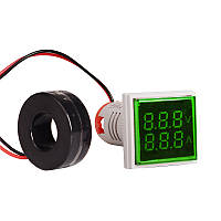 TU  TU Светодиодный цифровой вольтметр-амперметр переменного тока ST17VA, 60-500V, 0-100A, Green, 28х51х20 mm