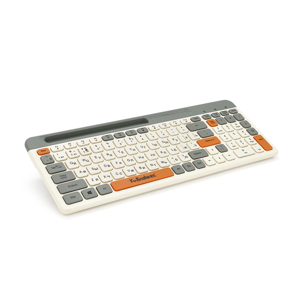 TU TU Клавиатура беспроводная K100, 99 клавиш+ подставка под телефон, (Eng / Pyc), 2.4G, White/Gray, 380x175mm, Box