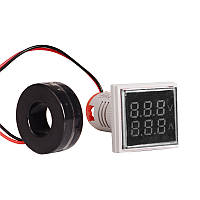 TU  TU Светодиодный цифровой вольтметр-амперметр переменного тока ST17VA, 60-500V, 0-100A, White, 28х51х20 mm