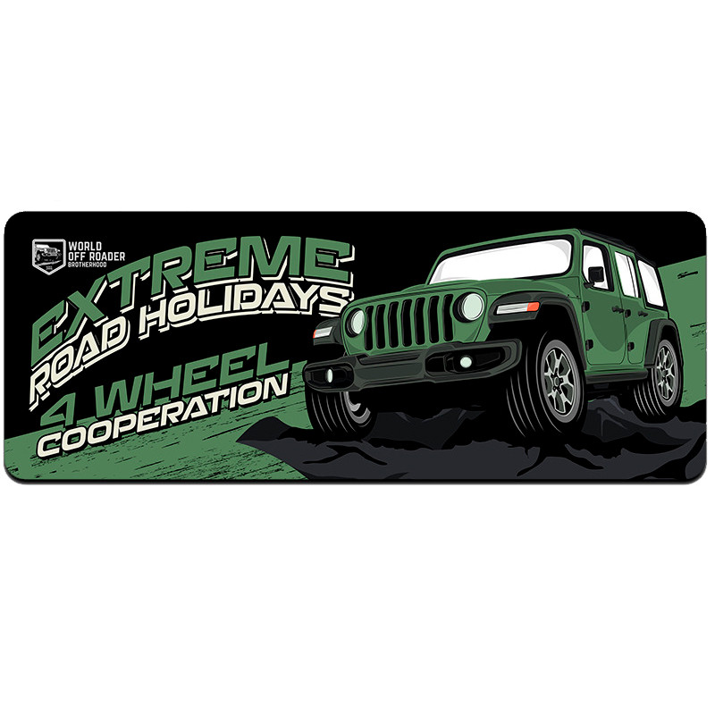 TU TU Коврик 300*700 тканевой Extreme road holidays с боковой прошивкой, толщина 2 мм, Dark green, Пакет