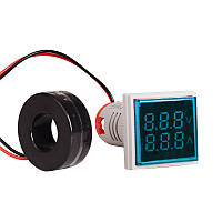 TU  TU Светодиодный цифровой вольтметр-амперметр переменного тока ST17VA, 60-500V, 0-100A, Blue, 28х51х20 mm