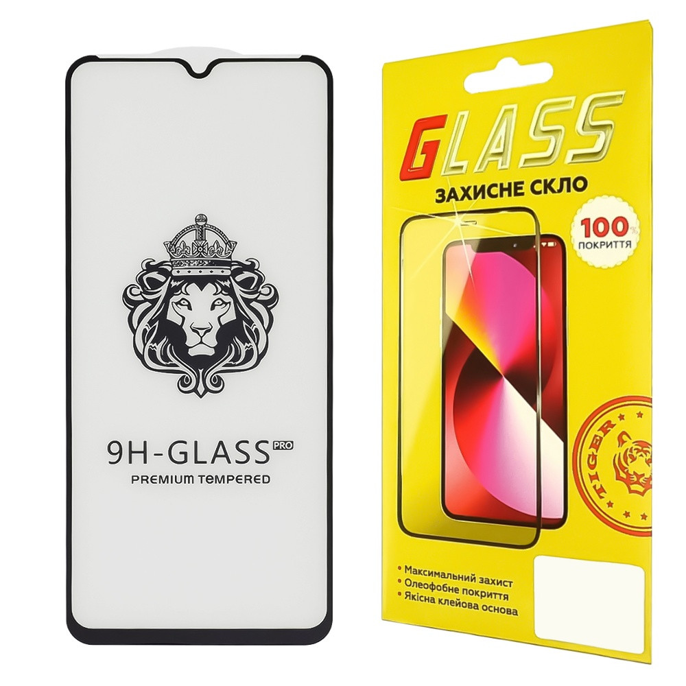 TU TU Защитное стекло для Xiaomi Redmi 10C/ 12C/ 10 Power/ Poco C40 Full Glue Lion (0.3 мм, 2.5D, чёрное), фото 1