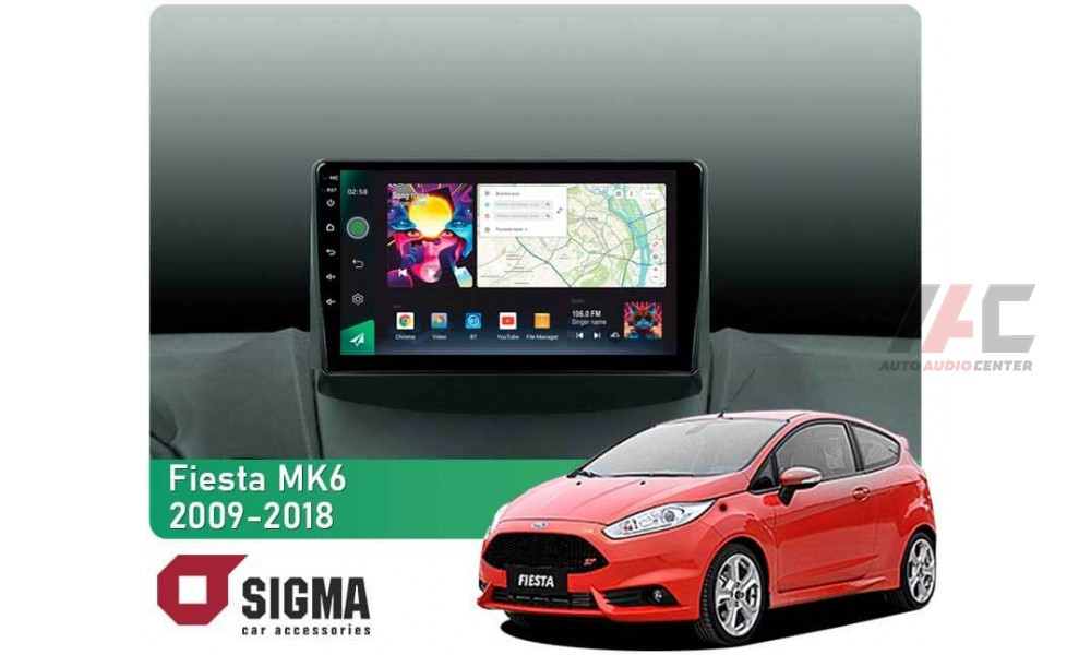 Штатна магнітола SIGMA PRO 9464 ANDROID 12 4+64 Gb 4G DSP Ford Fiesta Mk 6 (F1) 2009-2018 (B) 9"