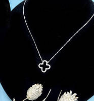 Срібне кольє з фіанітами та оніксом "3006"