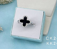 Срібне кільце з фіанітами та оніксом "3006"