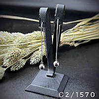 Срібні сережки довгі з кулями