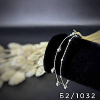 Срібний браслет декоративний подвійний, Розмір 16 см x 0,1 см, Вага: 3.1 г