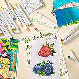 Спиртові маркери для скетчингу кисть та куля Ohuhu 48 Colors Dual Tips Alcohol Art Markers Fine & Brush, фото 5