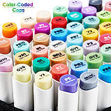 Спиртові маркери для скетчингу кисть та куля Ohuhu 48 Colors Dual Tips Alcohol Art Markers Fine & Brush, фото 3