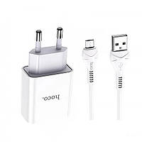 Home Charger 2.1A 1U Micro Cable (1m) Hoco C81A — White