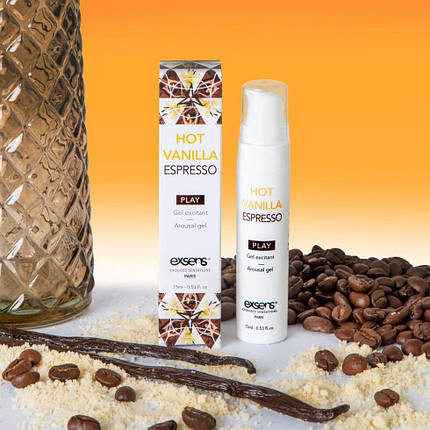 Стимулюючий гель EXSENS Kissable Hot Vanilla Espresso 15мл можна для поцілунків, охолоджуючий, фото 2