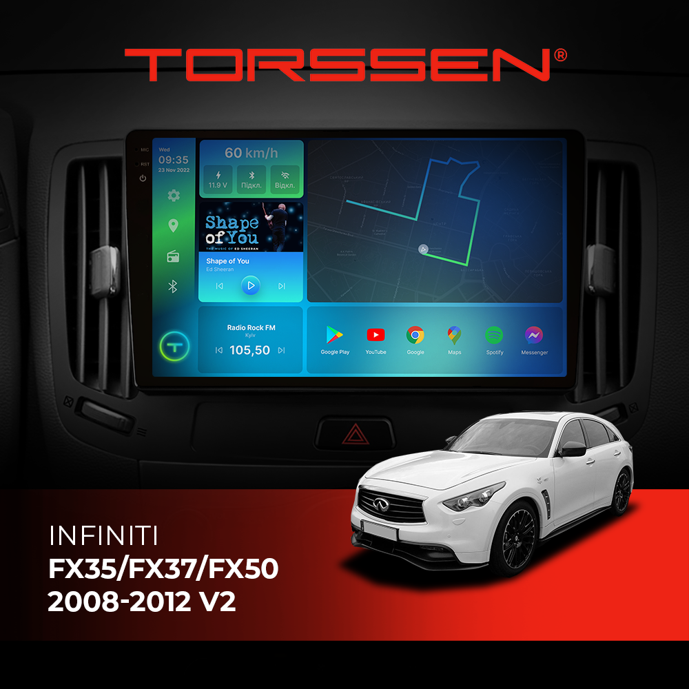 Штатна магнітола Torssen 2K Infiniti FX35/FX37/FX50 2008-2012 V2 F98256 4G Carplay DSP, фото 1