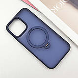TPU+PC чохол Metal Buttons with MagSafe Colorful HQ Ring для Apple iPhone 15 Pro (6.1") Dark Blue, фото 3
