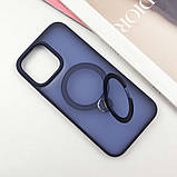 TPU+PC чохол Metal Buttons with MagSafe Colorful HQ Ring для Apple iPhone 15 Pro (6.1") Dark Blue, фото 4