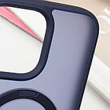 TPU+PC чохол Metal Buttons with MagSafe Colorful HQ Ring для Apple iPhone 15 Pro (6.1") Dark Blue, фото 7