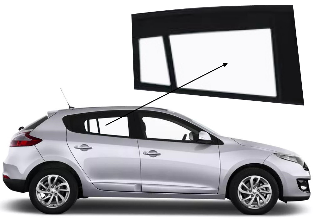 Бічне скло Renault Megane 2008-2015 задніх дверей праве, фото 1