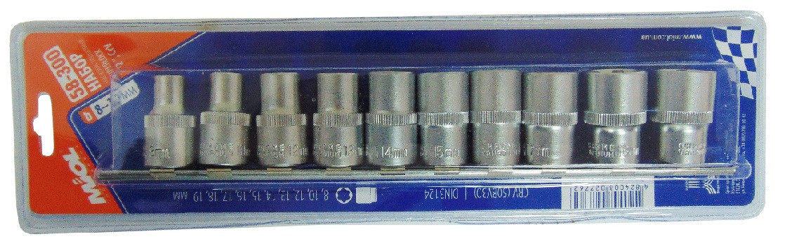 58-300 Набір головок Super Locker Cr-V 1/2" 10шт (8-19мм)