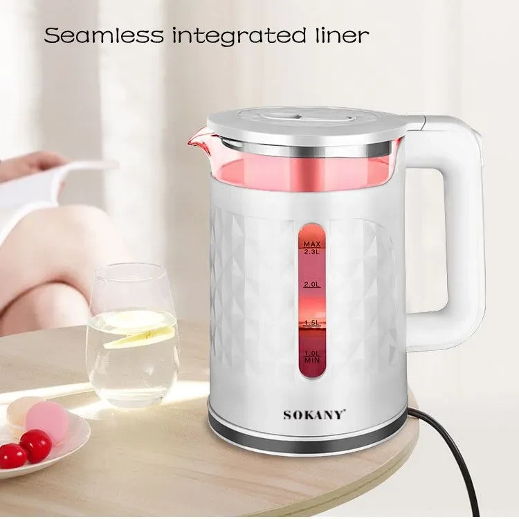 Електричний чайник білий Sokany SK-1028 з підсвіткою, білий, фото 1