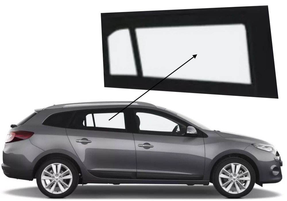 Бічне скло Renault Megane 2008-2015 задніх дверей праве комбі, фото 1