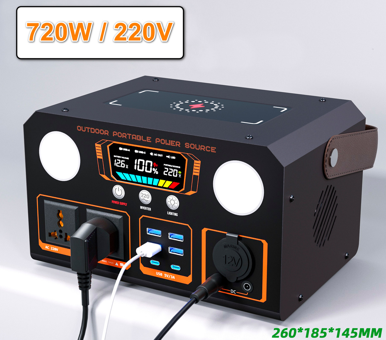 Портативна зарядна станція 720W 80000 mAh 296Wh