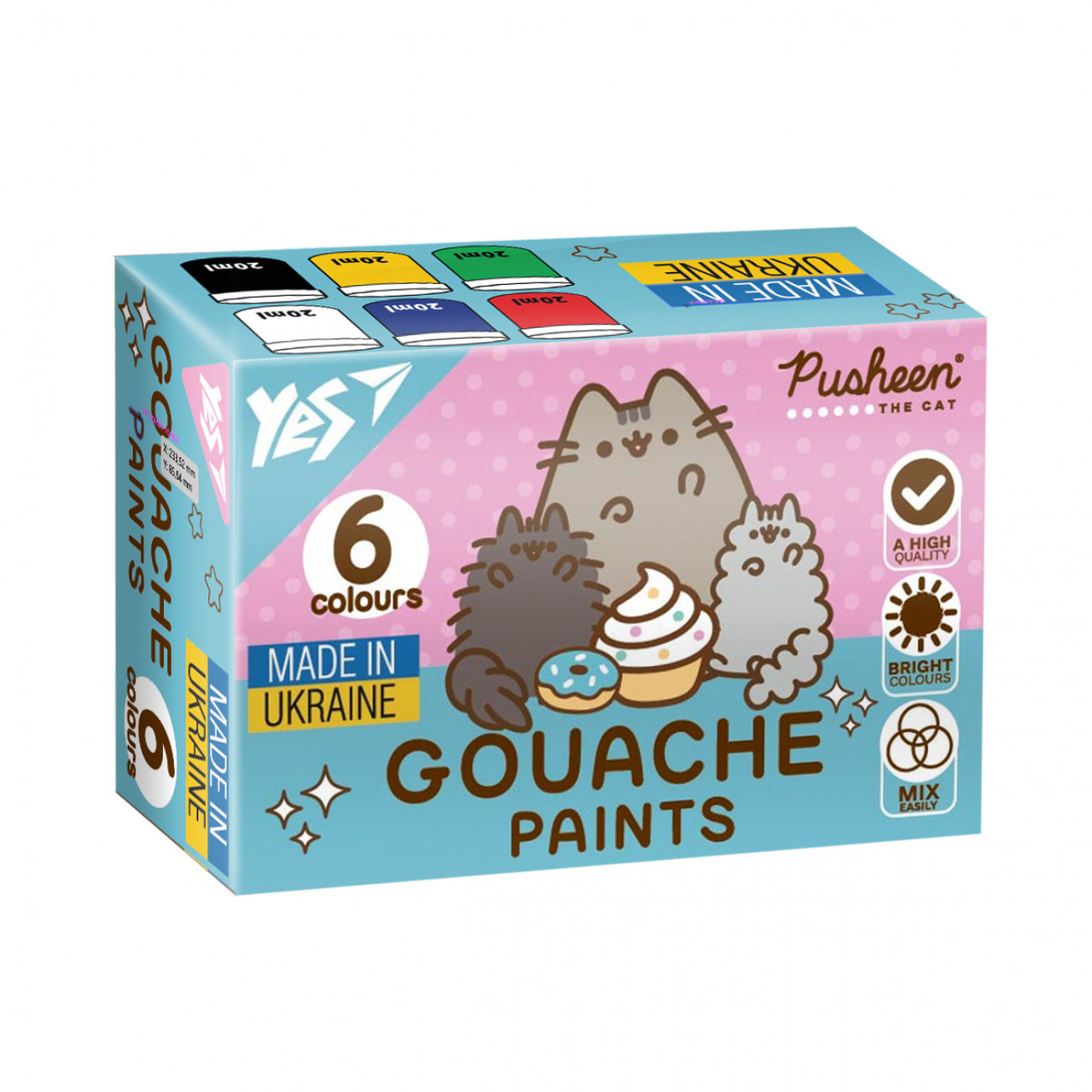 Гуаш YES Pusheen 6кол. 20 мл. 230400